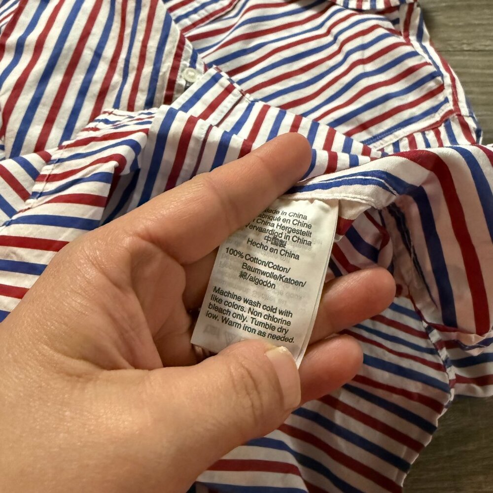 J. Crew Classic Fit Boy Shirt Trifecta Stripe Button Front Top Women Size 14 - Picture 4 of 6